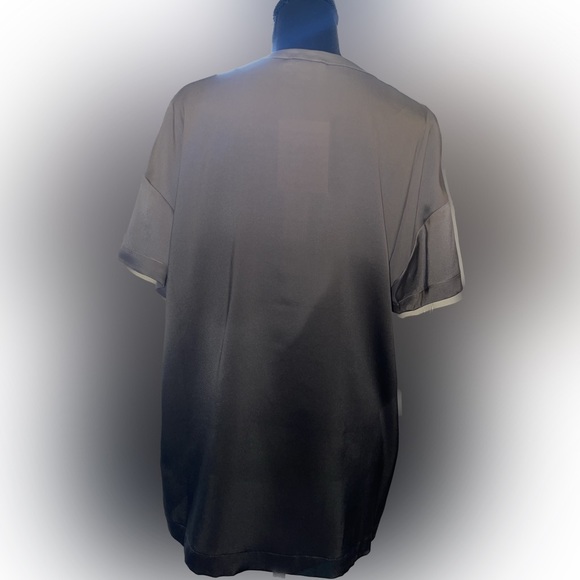 NWT - Badgley Mischka 100% SILK Grey/Black Ombré Silk Hi/Low Lounge Top - Picture 3 of 9